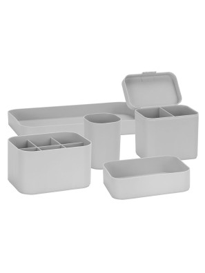 ForNails Boîte de rangement pour le bureau Gris 5 pièces