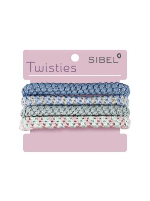 Sibel Twisties Haarelastieken Blauw/Groen 4 st.