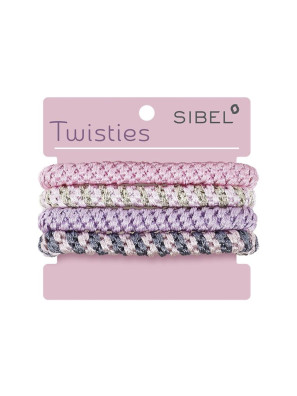 Sibel Twisties Haarelastieken Roze/Paars 4 st.