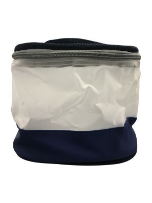 Etui Rond Blauw/Wit met handvat