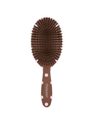 Framar Polish Brush Pink Polka Dots on Chocolate Brown