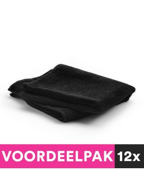 12 pièces Serviette en microfibre 50x90cm Noir Advantage Pack