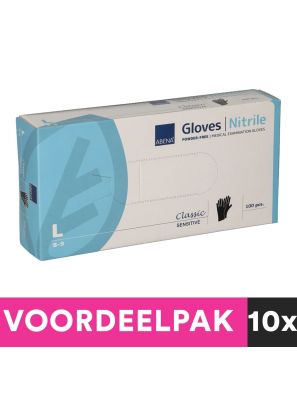 Abena Poedervrije Nitrile Handschoenen Maat Large 100 stuks Zwart Voordeelpakket