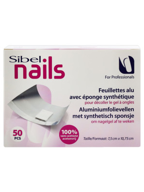 Sibel Nails Aluminiumfolie Vellen met Synthetisch Sponsje 50st.