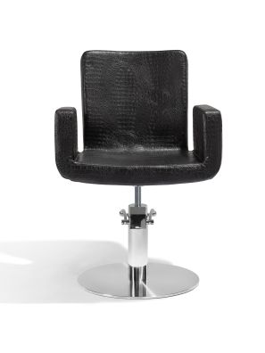 Sibel Fauteuil de barbier Attractio Croco Noir avec pied rond