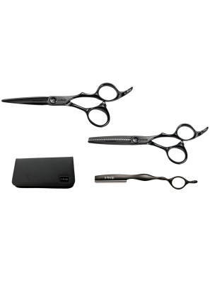 E-Kwip Kurayami Set Zwart 6.0 Kappersschaar + Coupeschaar + Razor