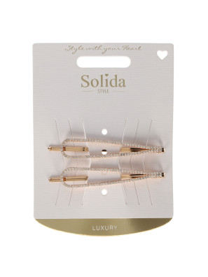 Solida Schuifspeldjes Goud Druppel Met Strass 2st.