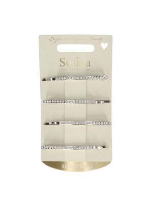 Solida Schuifspeld Strass Zilver 4st.