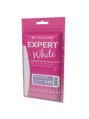 Staleks Pro Nail File Jetable White Soft Base Expert 40/240 Grit Crescent 30pcs.