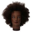 Beaux Cheveux Oefenkop Dames Whitney 100% Human Haar Krullend Donker Bruin 25cm