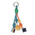 Bag Charm Oranje/Blauw Met Gekleurd Blokje