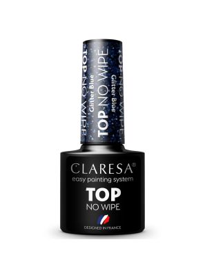 Claresa Top Coat No Wipe Glitter Blue 5ml