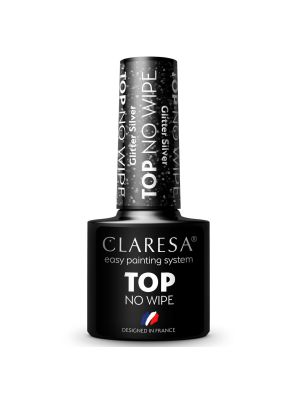 Claresa Top Coat No Wipe Glitter Silver 5ml