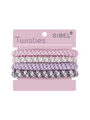 Sibel Twisties Haarelastieken Roze/Paars 4 st.