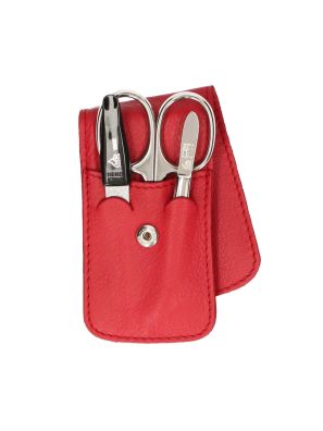 Erbe Solingen 3-delige Manicure Etui met Drukknoopsluiting Rood (ERBE9014)