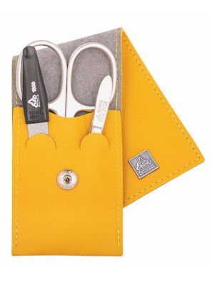 Erbe Solingen 3-Piece Manicure Case with Push Button Closure Mustard Yellow (ERBE9671)