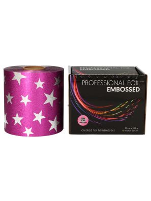 Folie Aluminium Rol Pink Star Embossed 12cmx100m 15MU
