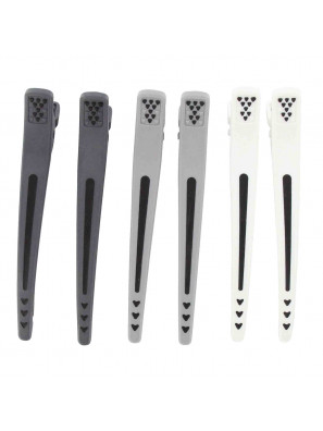 Sibel Clamp Goosebill Long Black/Grey/White With Motif 6pcs.