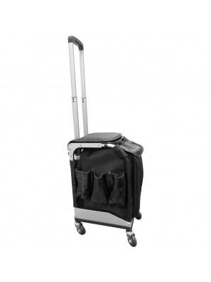 Kapperskoffer Trolley Met Zitje En Werkblad Zwart