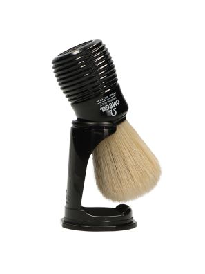 Omega Scheerkwast Varkenshaar Zwart Geribbeld Handvat + Standaard 10,5cm