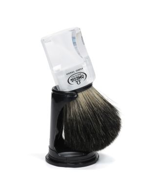 Omega Scheerkwast 100% Black Badger Transparant + Standaard 11cm