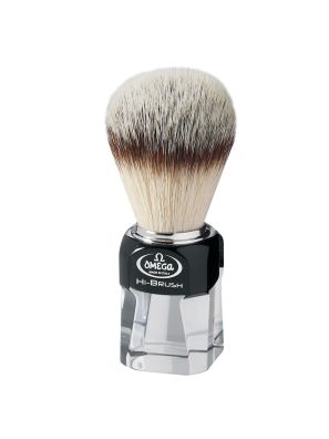 Omega Scheerkwast Hi-Brush Synthetisch Haar Met Dassenhaareffect Zwart/Transparant Handvat 11cm