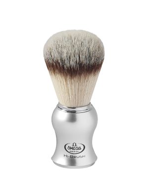 Omega Scheerkwast Hi-Brush Synthetisch Haar Met Dassenhaareffect Zilver Handvat 10,5cm