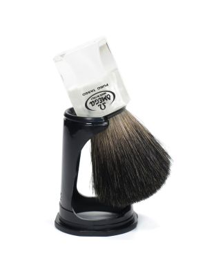 Omega Scheerkwast 100% Black Badger Transparant + Standaard 9,5cm