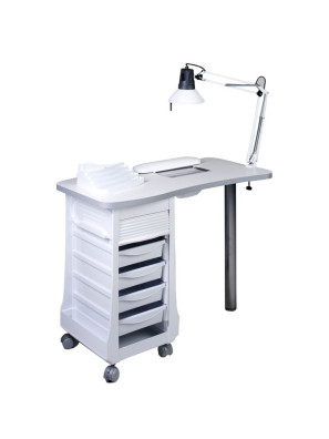 Sibel Table de manucure Margot avec aspirateur intégré et bloc-tiroirs Blanc