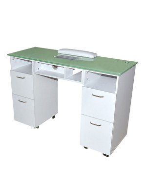 Table de manucure Sibel Amelie sur roulettes avec aspirateur intégré Blanc