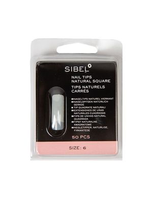 Sibel Nails Tips Natural Square Size 6 50pcs.