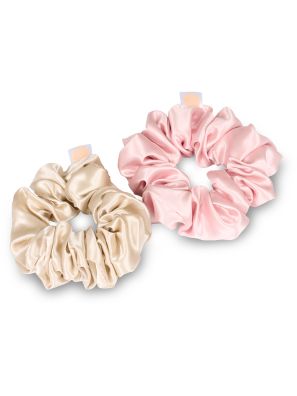 Beauty Pillow Luxury Silk Scrunchies - Champagne & Pink