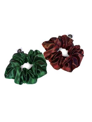 Beauty Pillow Luxury Silk Scrunchies - Red &amp; Forest Green