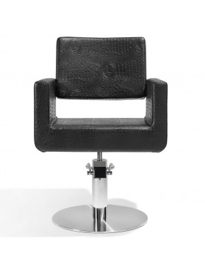 Sibel Fauteuil de barbier Felicitas Croco Noir avec pied rond