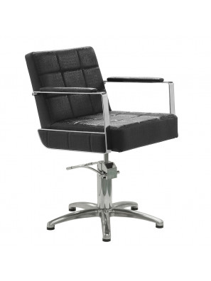 Sibel Fauteuil de barbier Celestino Croco Noir avec base 5 étoiles