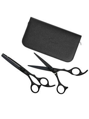 Olivia Garden Ciseaux de coiffure Xtreme 5.75 + 6.35 Set de ciseaux plus fins Noir mat
