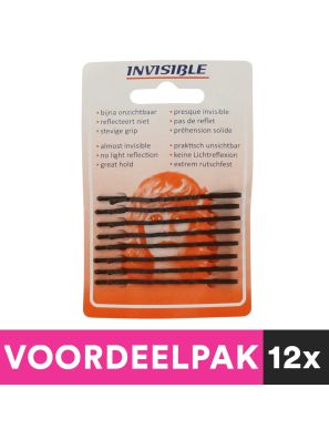 12 Stuks Invisible Schuifjes Newey Kaartje Bruin Lang Voordeelpakket