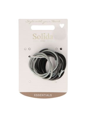 Solida Rubber Bands Black/Grey Thin with Metal 10pcs.