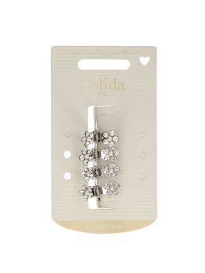 Solida Klemmetjes Strass Zilver Bloem 4st.