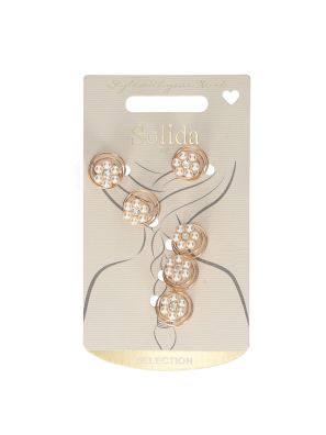 Solida Twist Clips Pearl Flower Gold 6pcs.