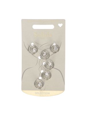 Solida Draaiklemmetjes Strass Klein Zilver 6st.