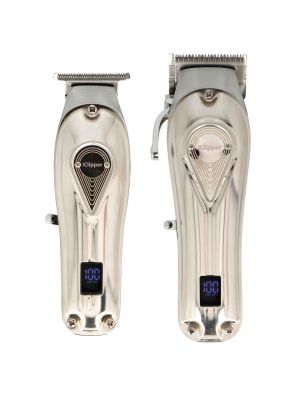 iClipper Set Tondeuse K67 Pro Draadloos Zilver + Trimmer I14 PRO Draadloos Zilver